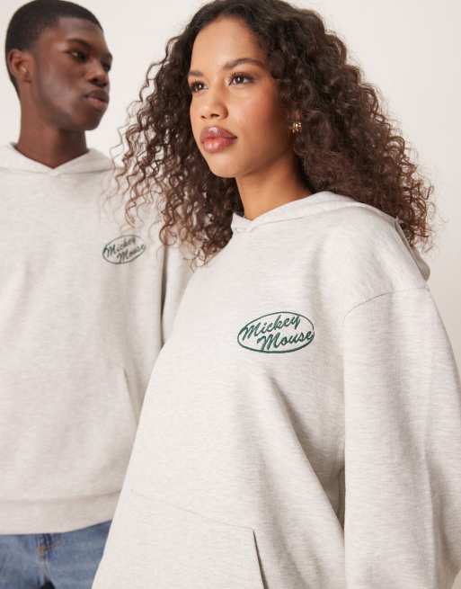 ASOS DESIGN - Oversized uniseks hoodie met Disney Mickey Mouse & Friends-prints in gemêleerd grijs, 4 van 4