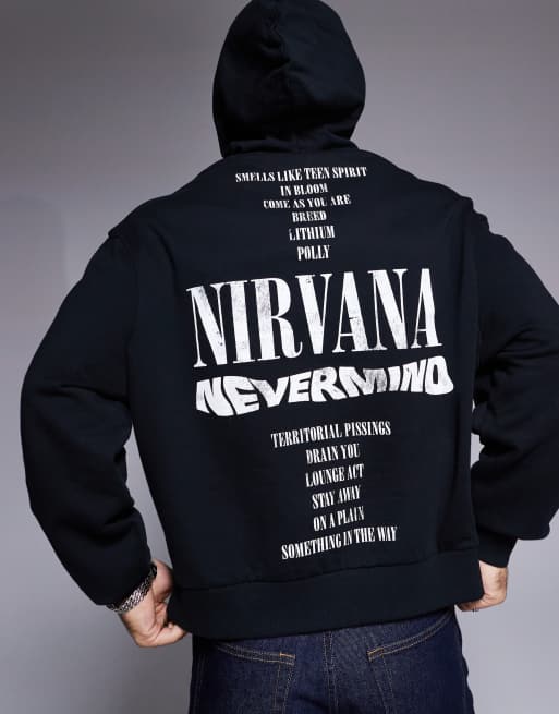 ASOS DESIGN - Oversized uniseks hoodie met gelicentieerde Nirvana Nevermind-prints in zwart, 2 van 4