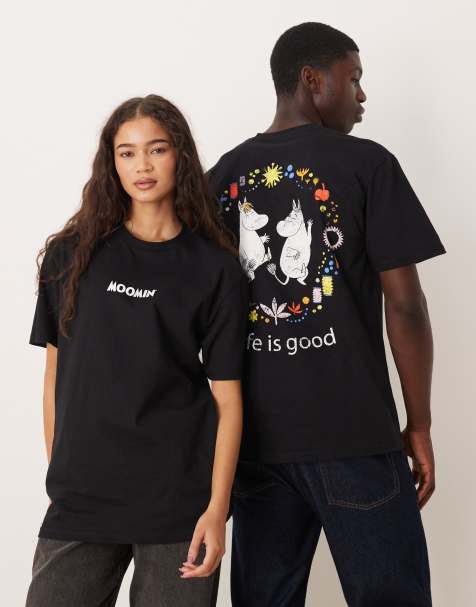 ASOS DESIGN - Oversized uniseks T-shirt met Moomin-print in zwart - view 1