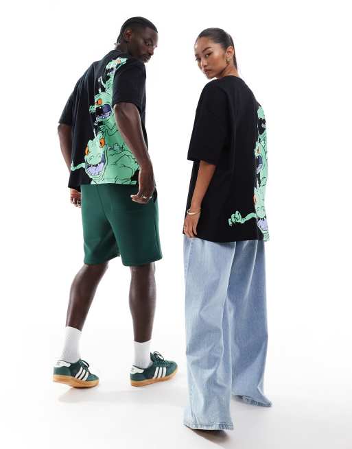 ASOS DESIGN - Oversized uniseks T-shirt met Rugrats Reptar-prints in zwart, 2 van 4