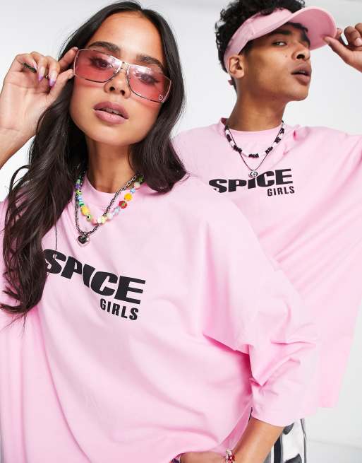 ASOS DESIGN - Oversized uniseks T-shirt met Spice Girls-print in roze, 3 van 4