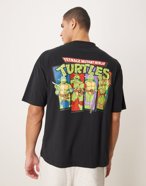 ASOS DESIGN - Oversized uniseks T-shirt met vintage Ninja Turtles-prints in zwart - view 1