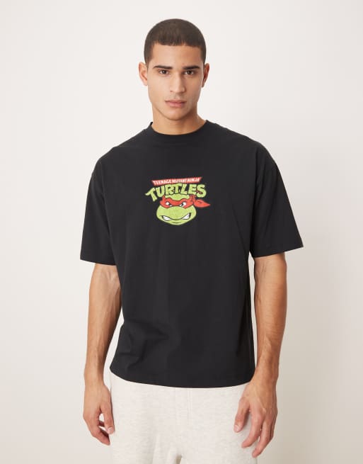 ASOS DESIGN - Oversized uniseks T-shirt met vintage Ninja Turtles-prints in zwart, 3 van 5
