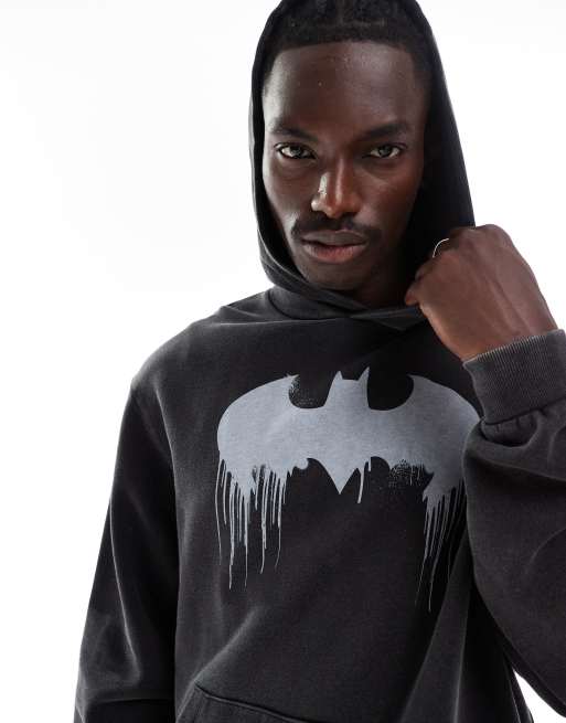 ASOS DESIGN oversized unisex hoodie with batman print in washed black ASOS