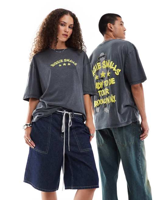 ASOS DESIGN - Oversized unisex-T-shirt i sort vask med 
