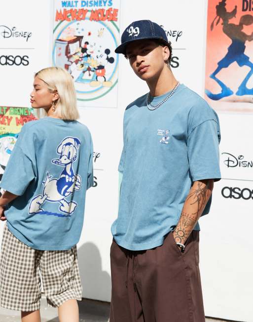 ASOS DESIGN - Oversized unisex-T-shirt med 'Disney Donald Duck'-print i vasket blå, 2 af 4