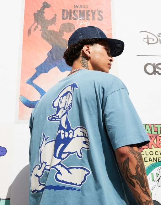 ASOS DESIGN - Oversized unisex-T-shirt med 'Disney Donald Duck'-print i vasket blå, 3 af 4