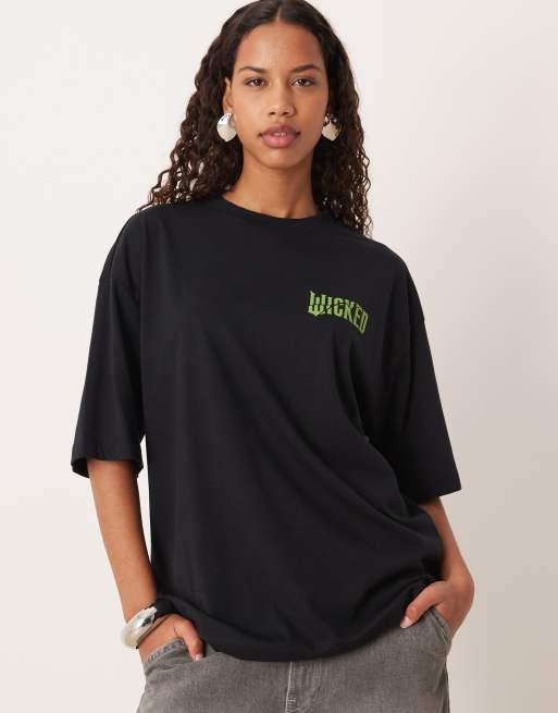 ASOS DESIGN - Oversized unisex T-shirt met WICKED-print in zwart, 2 van 4