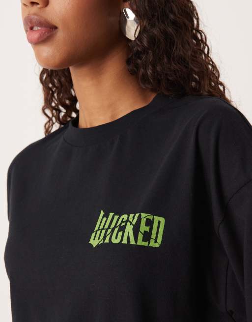 ASOS DESIGN - Oversized unisex T-shirt met WICKED-print in zwart, 3 van 4