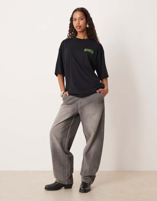 ASOS DESIGN - Oversized unisex T-shirt met WICKED-print in zwart, 4 van 4