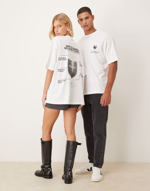 ASOS DESIGN oversized unisex t-shirt with Guinness prints in white