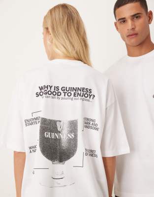 Asos Design Oversized Unisex T-shirt With Guinness Prints In White