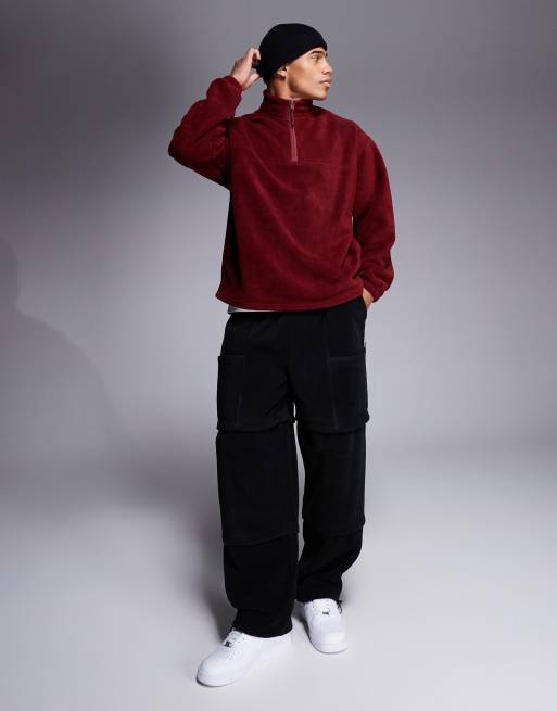 ASOS DESIGN oversized utility fleece sweatpants in black