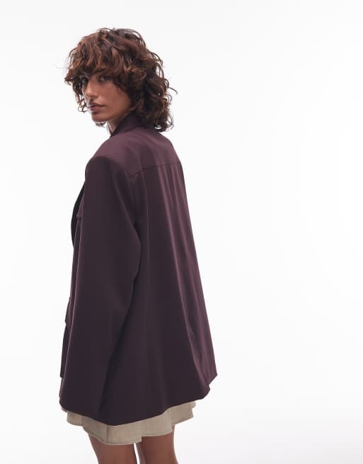 ASOS DESIGN oversized utility pocket blazer in plum