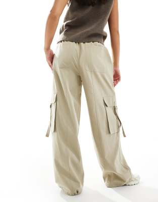 Asos Design Oversized Utility Pull On Pants In Neutral