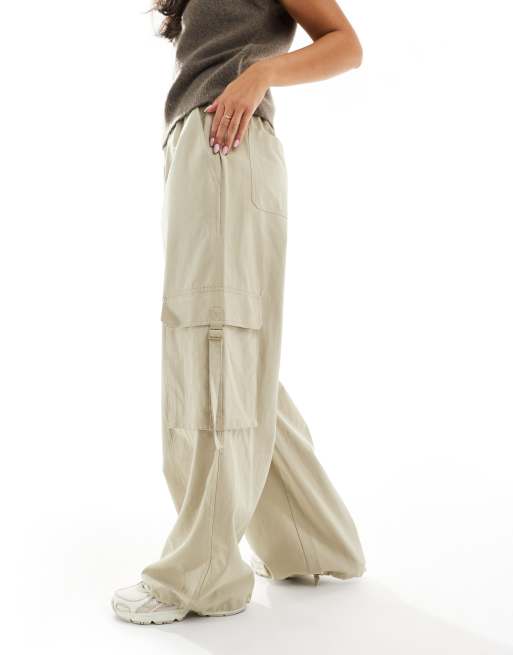 ASOS DESIGN oversized utility pull on trousers in washed camel, 3 of 5