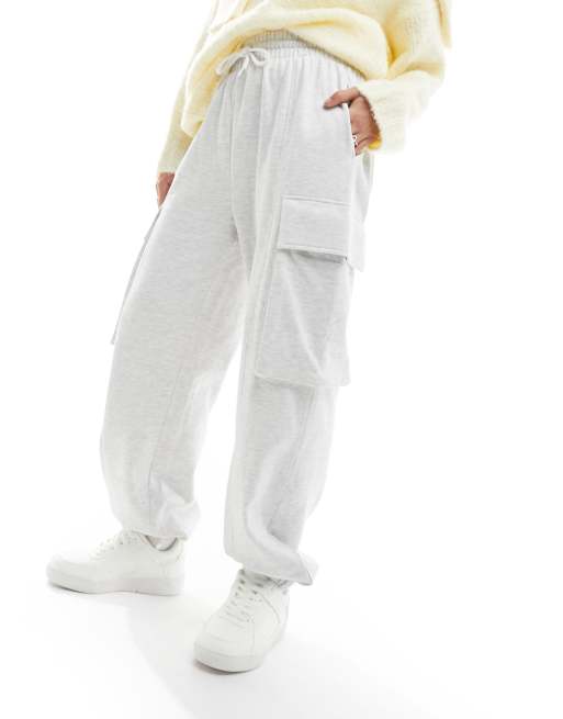 ASOS DESIGN oversized utility trackies in ice marl, 3 of 5