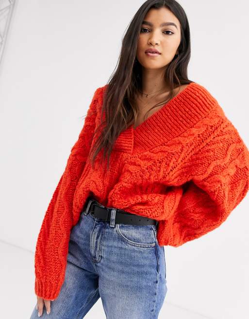 Pull rouge best sale grosse maille