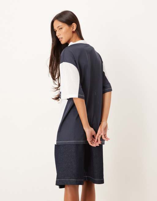 ASOS DESIGN oversized V-neck football T-shirt with graphic