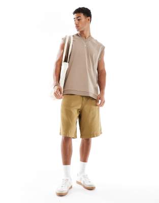Asos Design Oversized V-neck Tank With Contrast Seams