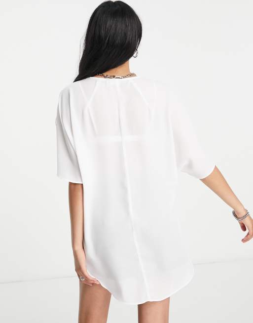 ASOS Oversized T-shirt With Side Split in White for Men