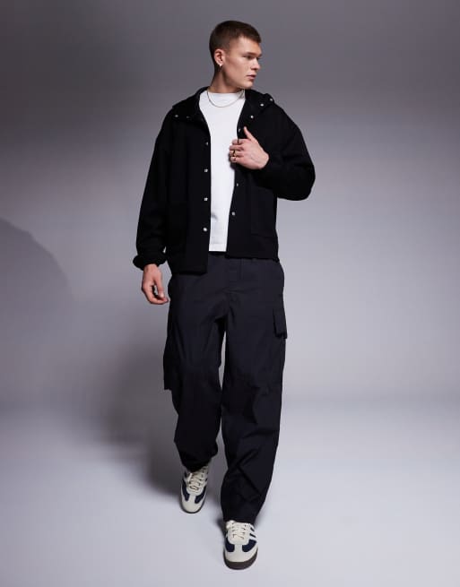 ASOS DESIGN - Oversized van stof in scuba-stijl met capuchon in zwart, 2 van 4