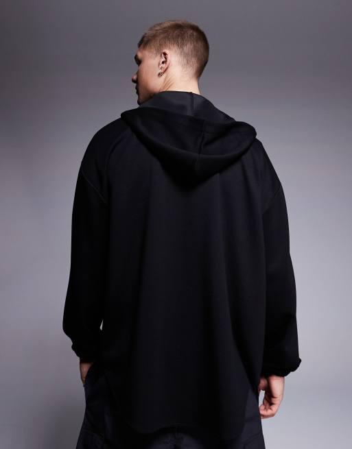 ASOS DESIGN - Oversized van stof in scuba-stijl met capuchon in zwart, 3 van 4