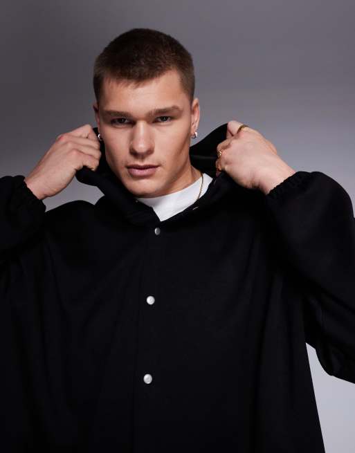 ASOS DESIGN - Oversized van stof in scuba-stijl met capuchon in zwart, 4 van 4