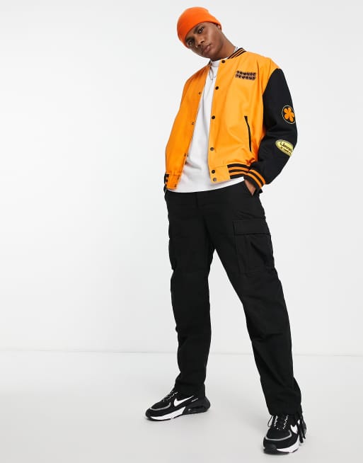 Orange best sale baseball jacket