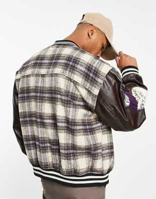 plaid varsity jacket