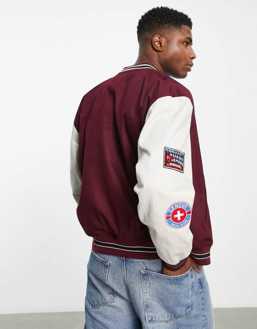 Burgundy baseball clearance jacket