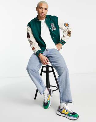 Cotton on Men - Varsity Bomber Jacket - Green