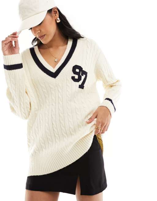 Ralph Lauren Women's White V-Neck Sweaters