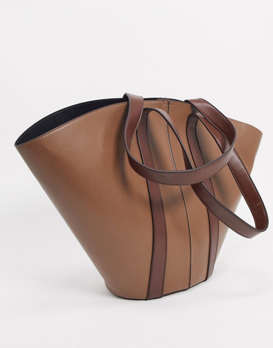 Asos Design Oversized Vase Tote Bag In Tan