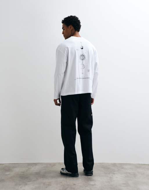 ASOS DESIGN oversized vasket langærmet henley med himmelmønster i hvid, 5 af 5