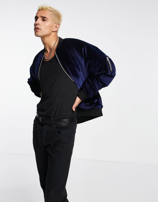 Velvet mens hot sale bomber jacket