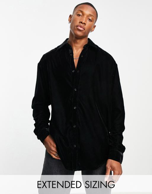 Black velvet shop dress shirt