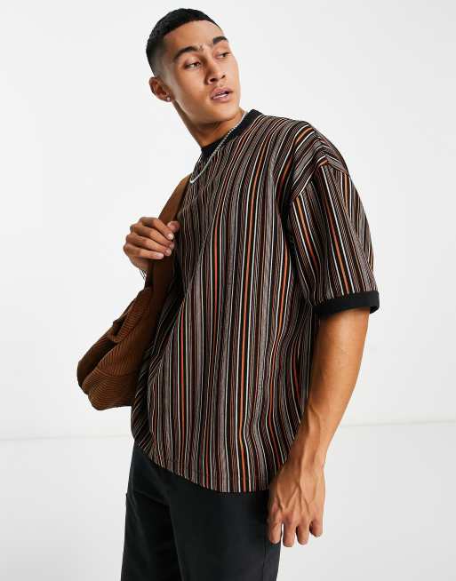 Orange and black striped best sale t shirt