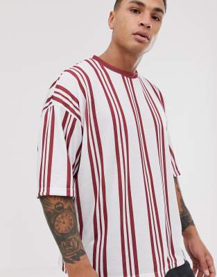 asos red and white striped top