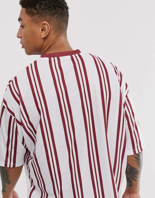 ASOS DESIGN oversized vertical stripe t-shirt in red and white, 2 of 4