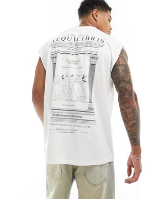 ASOS DESIGN oversized vest in off white with back renaissance print