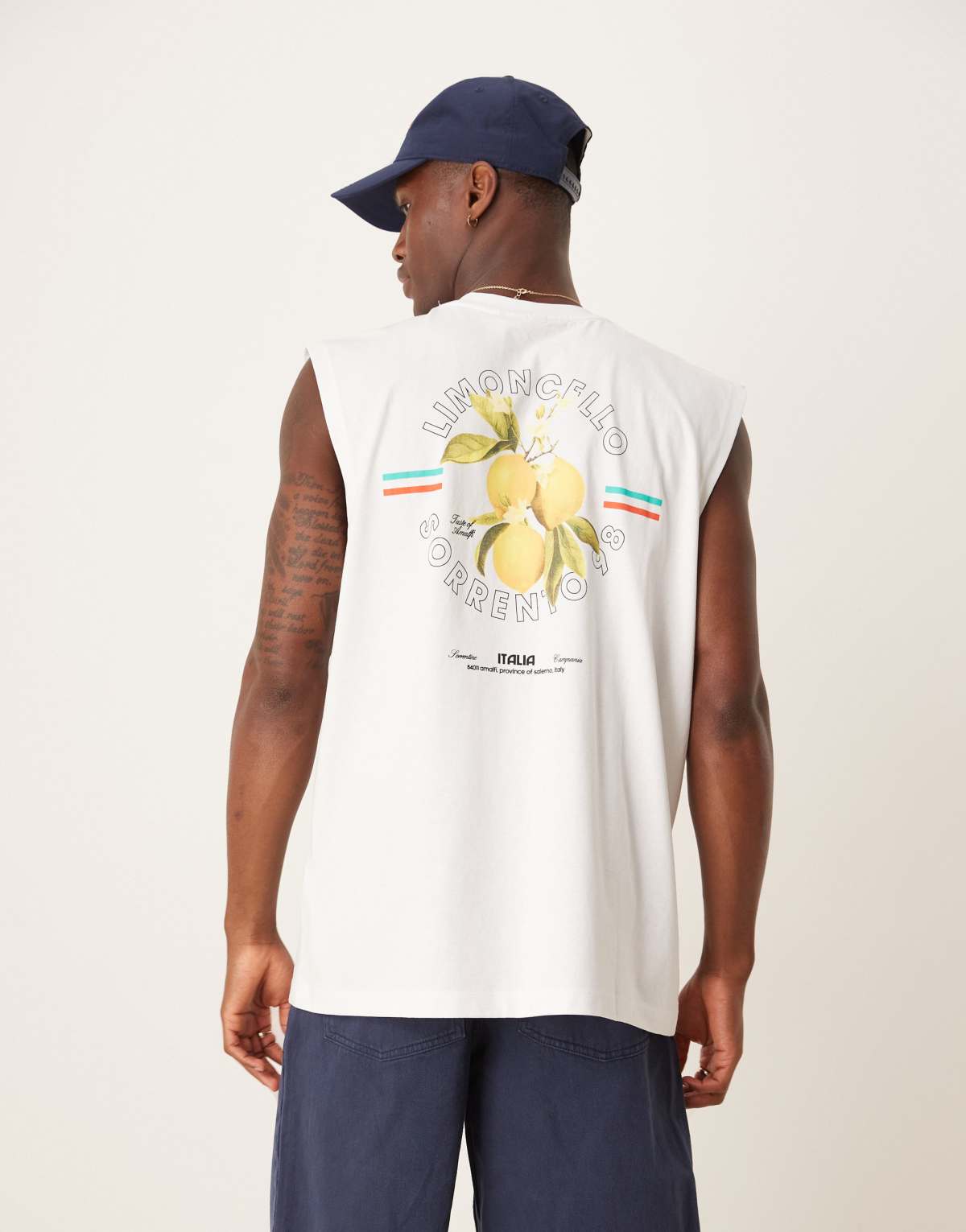 ASOS DESIGN oversized vest in white with limoncello print