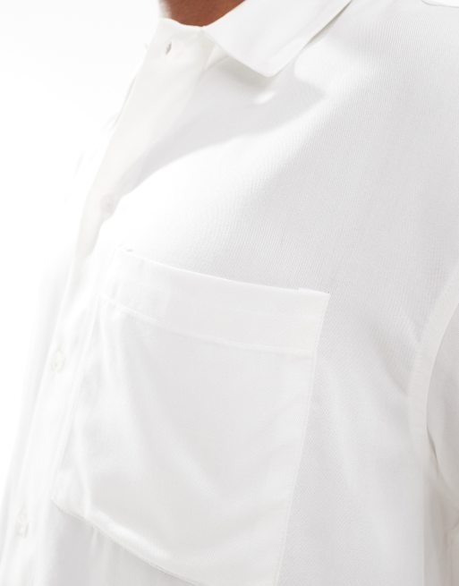 ASOS DESIGN oversized viscose boxy shirt with pocket in white 
