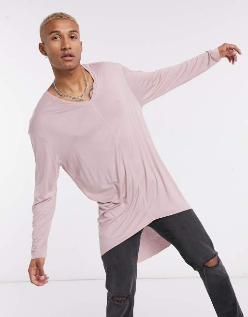 Drop Cut T Shirt - Dusty Pink