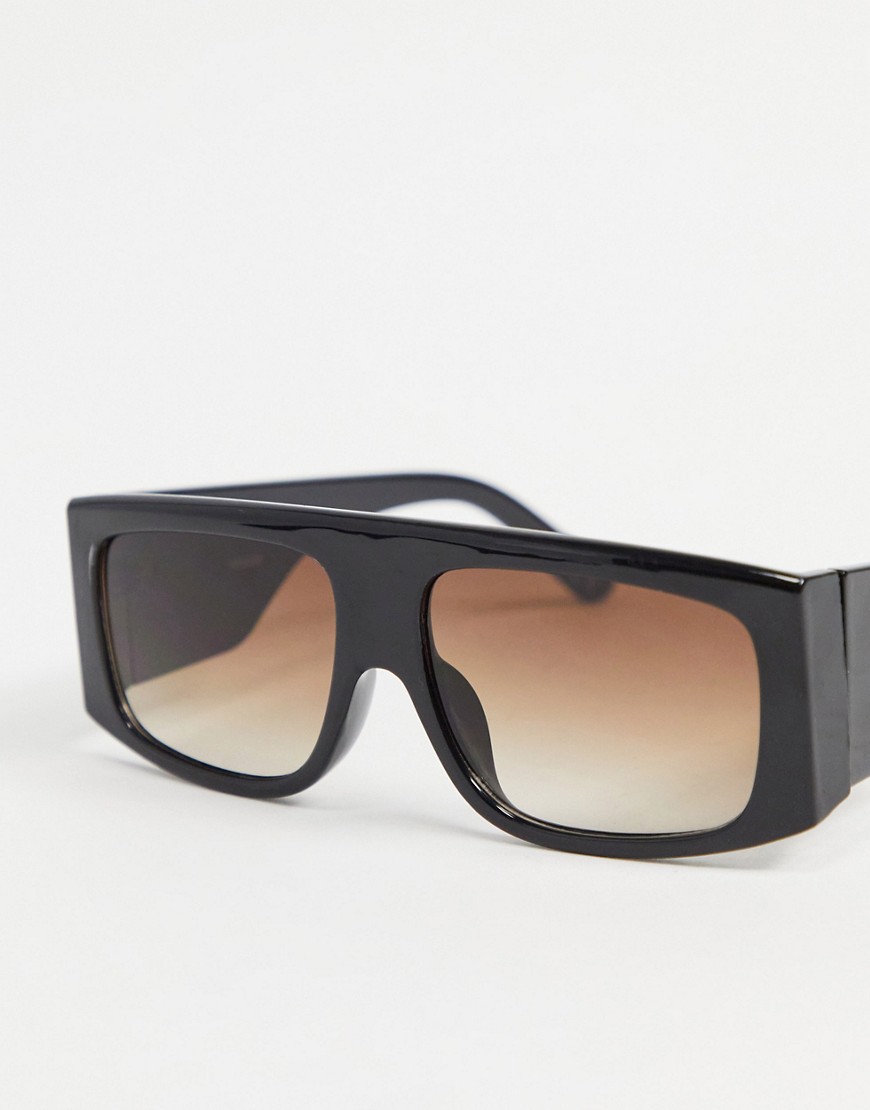 ASOS DESIGN oversized visor sunglasses with chunky arms in black