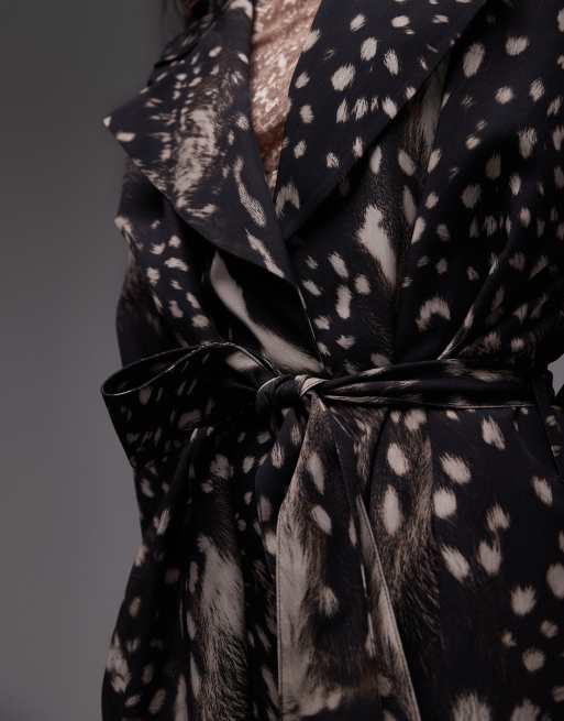 ASOS DESIGN oversized volume trench coat in animal print, 3 of 4