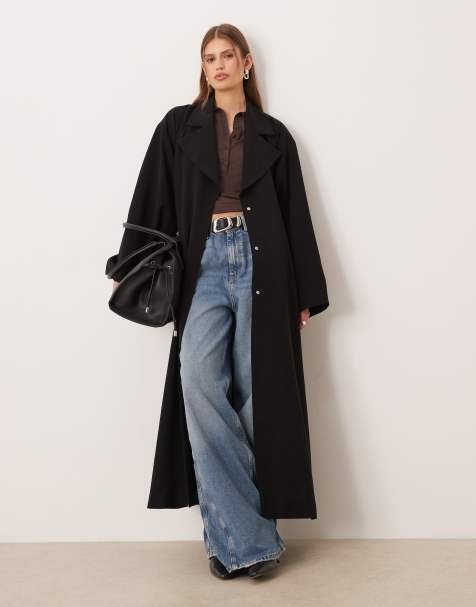 ASOS DESIGN oversized volume trench coat in black