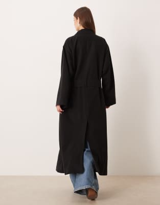 Asos Design Oversized Volume Trench Coat In Black