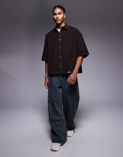 ASOS DESIGN - Oversized volumineus overhemd van fijn corduroy in bruin met wassing, 2 van 5