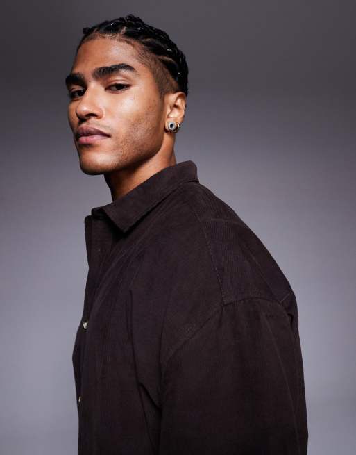 ASOS DESIGN - Oversized volumineus overhemd van fijn corduroy in bruin met wassing, 4 van 5